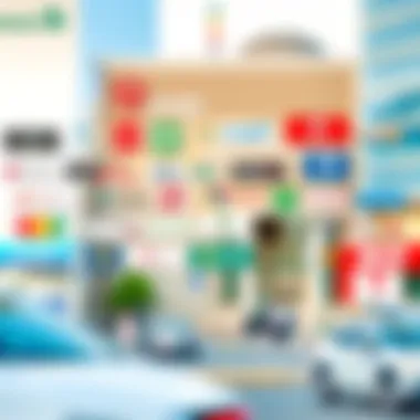 Diversity of Companies in Deira Illustration of diverse company logos representing various industries in Deira