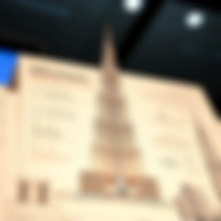 Architectural blueprint showcasing Burj Khalifa's design intricacies
