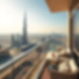 Stunning view of Burj Khalifa luxury apartments balcony