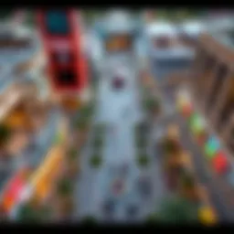 Aerial view of Carrefour Town Square showcasing its vibrant atmosphere