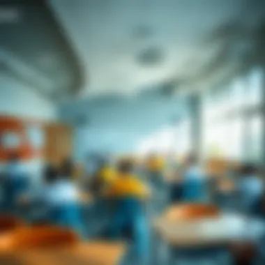 Dynamic classroom environment fostering student engagement Students engaging in a modern classroom setting