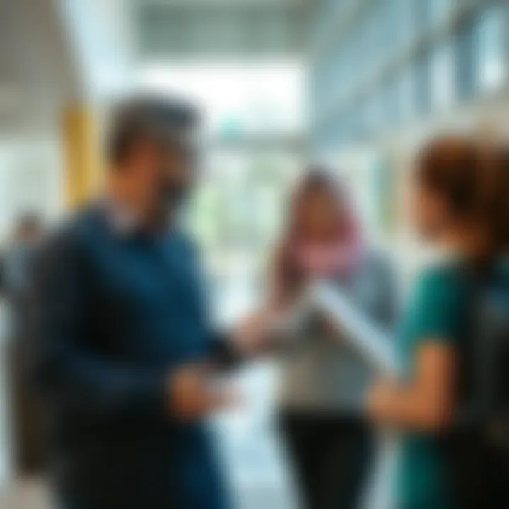 Parents navigating the school admission process Parents exploring admission criteria at a school