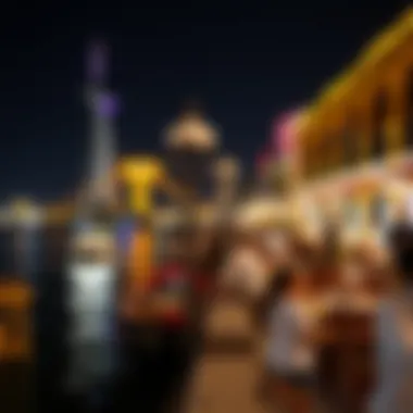 Vibrant night scene along Dubai Creek