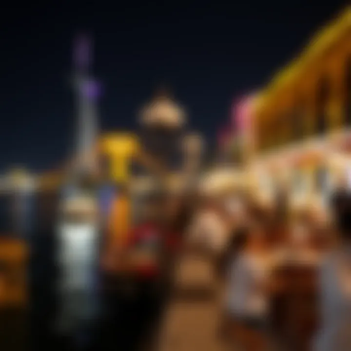 Vibrant night scene along Dubai Creek