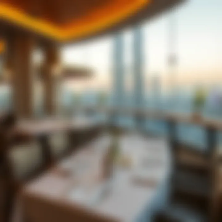 Elegant Setup Overlooking Burj Khalifa Elegant dining setup with Burj Khalifa in the background