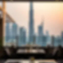 Stunning view of Burj Khalifa from a restaurant terrace