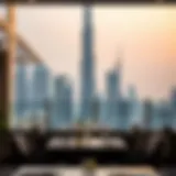 Terrace Dining with Burj Khalifa View Stunning view of Burj Khalifa from a restaurant terrace