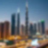 A stunning skyline view of Downtown Dubai showcasing iconic skyscrapers