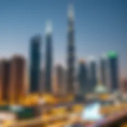 A stunning skyline view of Downtown Dubai showcasing iconic skyscrapers