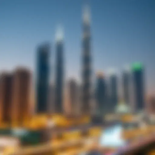 A stunning skyline view of Downtown Dubai showcasing iconic skyscrapers