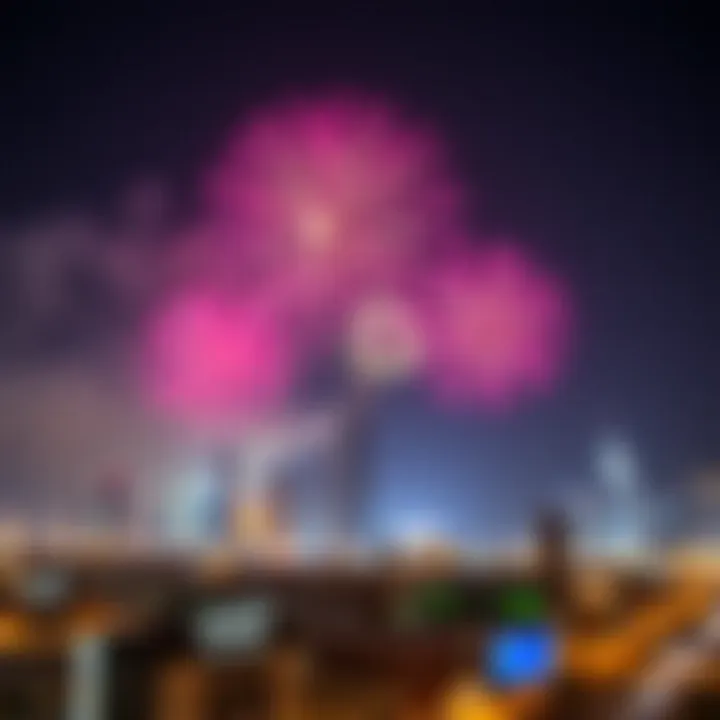 Colorful fireworks lighting up the night sky over Dubai