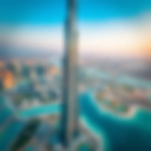 Aerial Perspective of Burj Khalifa Aerial view of Burj Khalifa showcasing its height and design