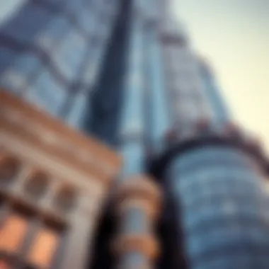 Intricate Architectural Features of Burj Khalifa Close-up of architectural details of Burj Khalifa