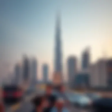 Dubai Skyline Highlighting Burj Khalifa Dubai skyline featuring Burj Khalifa and surrounding buildings