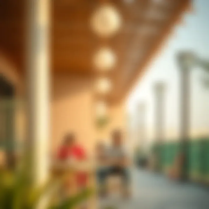 The vibrant community life in Al Khubeirah with locals enjoying outdoor spaces