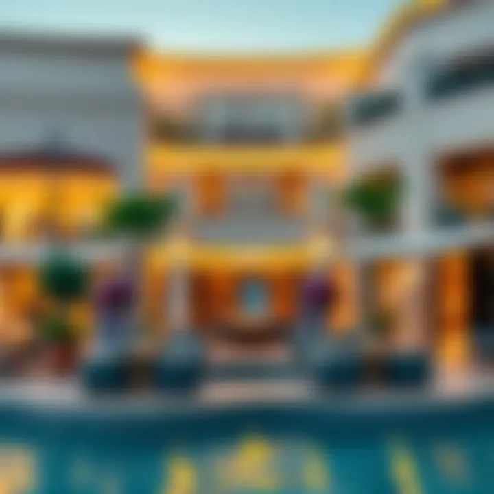 Luxurious shopping area featuring high-end boutiques and restaurants