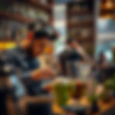 Artistry in Coffee Crafting A barista crafting a unique specialty coffee, highlighting the art of coffee-making.