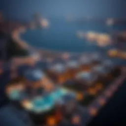 Stunning aerial view of Jumeirah Bay Island showcasing luxury villas