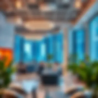 Innovative Workspaces A futuristic workspace embodying creativity and collaboration in tech