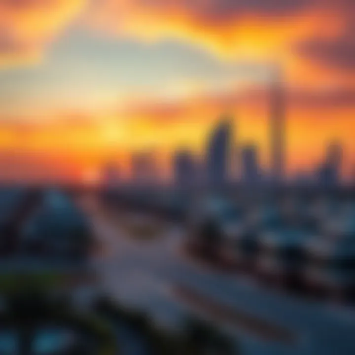 Stunning view of Shams community skyline at sunset