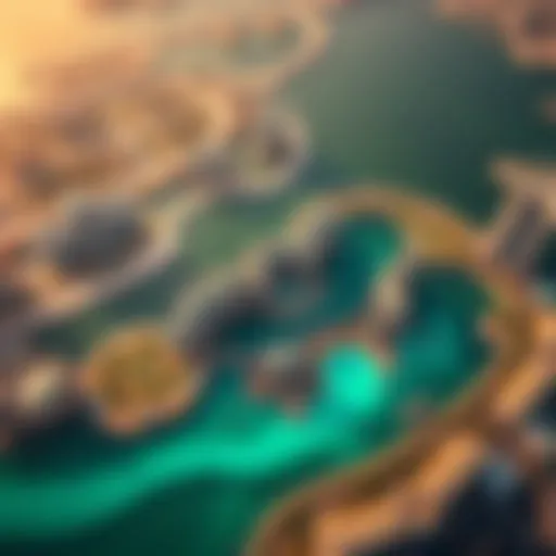 Aerial Perspective of Palm Jumeirah Aerial view of Palm Jumeirah showcasing its unique design