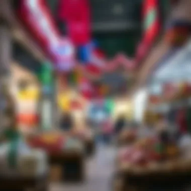 Unique Products in a Vibrant Marketplace Vibrant marketplace atmosphere with unique products