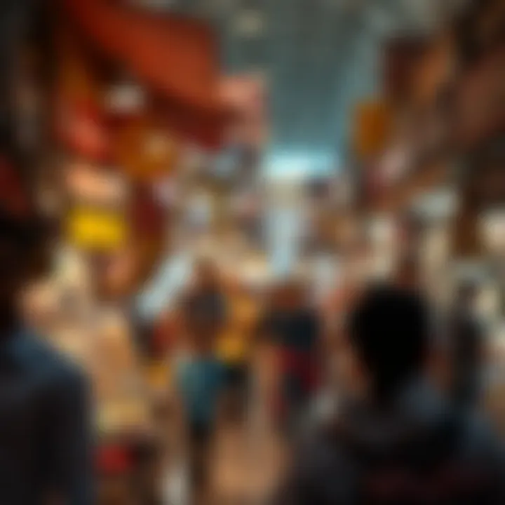 The Lively Atmosphere of Meena Bazaar Bustling atmosphere of shoppers and vendors in the bazaar