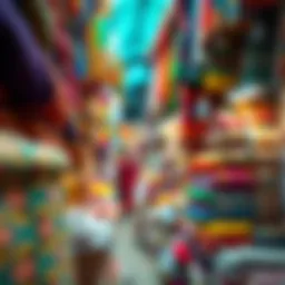 Colorful textiles and fabrics in Meena Bazaar