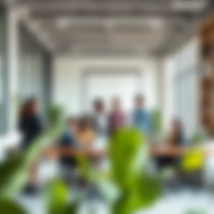 Illustration of diverse professionals collaborating in an office space