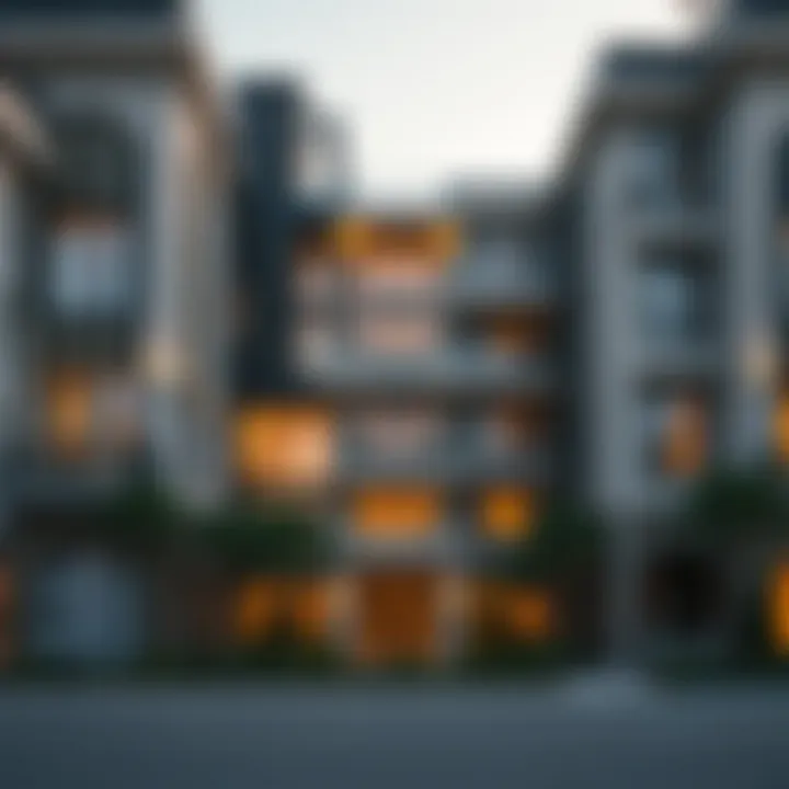 Luxury Living in Dubai Neighborhood A luxurious residential building in a popular Arab neighborhood