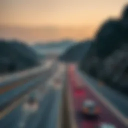 A scenic view of the highway connecting Abu Dhabi and Dubai