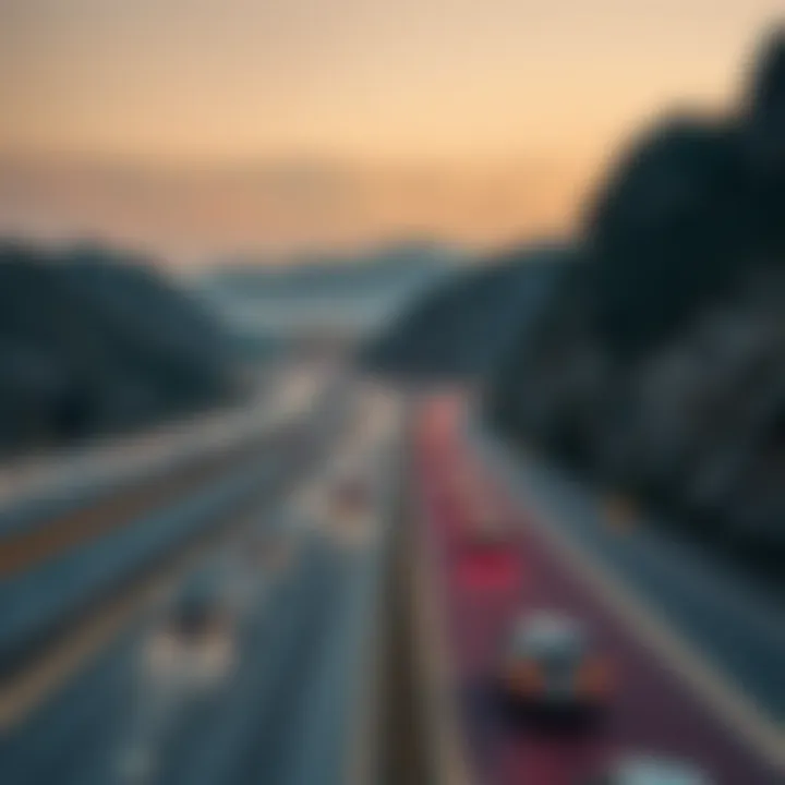 Scenic Highway Between Abu Dhabi and Dubai A scenic view of the highway connecting Abu Dhabi and Dubai