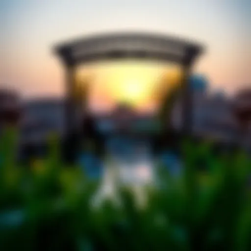 Panoramic view of Souk Madinat Jumeirah at sunset