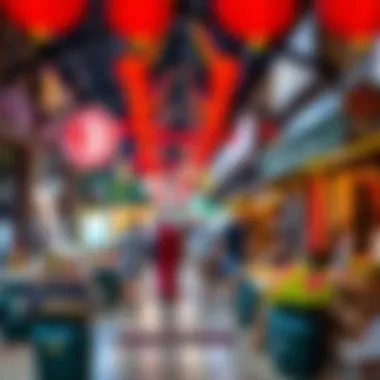 Vibrant souk market atmosphere with colorful stalls