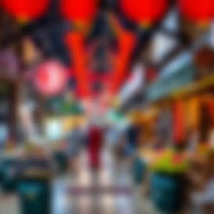 Vibrant souk market atmosphere with colorful stalls