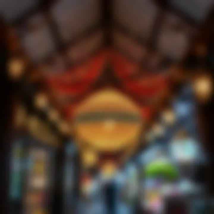 Traditional Bazaar Decorations for Ramadan Decorative lights adorning a traditional bazaar in Dubai for Ramadan.