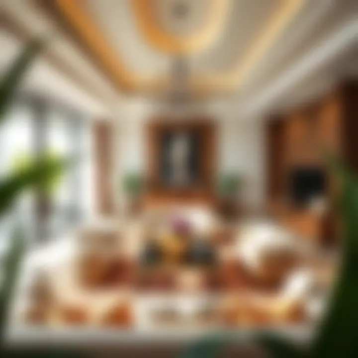 Interior of a spacious villa highlighting elegant furnishings