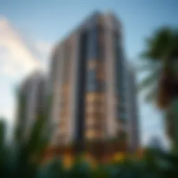 Luxury apartment tower in Dubai showcasing modern architecture